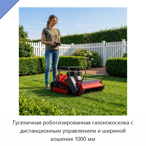 Гусеничная роботизированная газонокосилка с дистанционным управлением и шириной кошения 1000 мм
