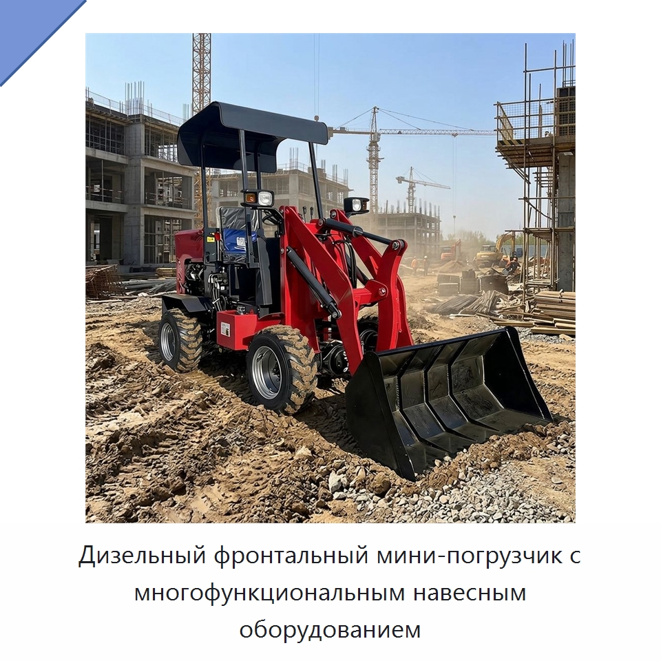 Дизельный фронтальный мини-погрузчик с многофункциональным навесным оборудованием — Землеройная техника