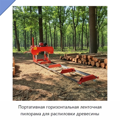Портативная горизонтальная ленточная пилорама для распиловки древесины