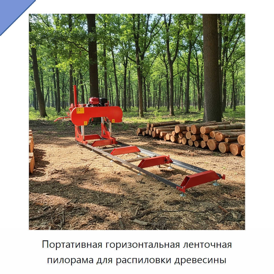 Портативная горизонтальная ленточная пилорама для распиловки древесины — Пильные станки по дереву