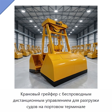 Крановый грейфер с беспроводным дистанционным управлением для разгрузки судов на портовом терминале