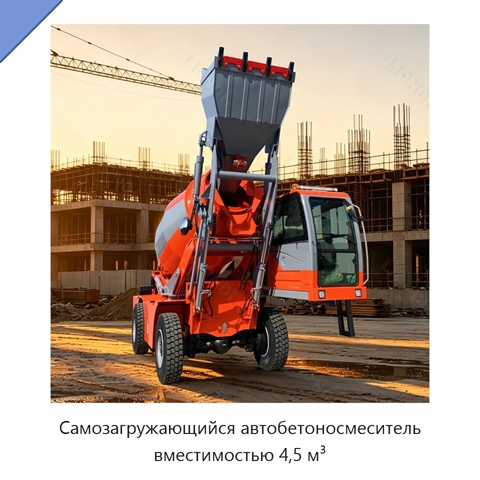 Самозагружающийся автобетоносмеситель вместимостью 4,5 м³
