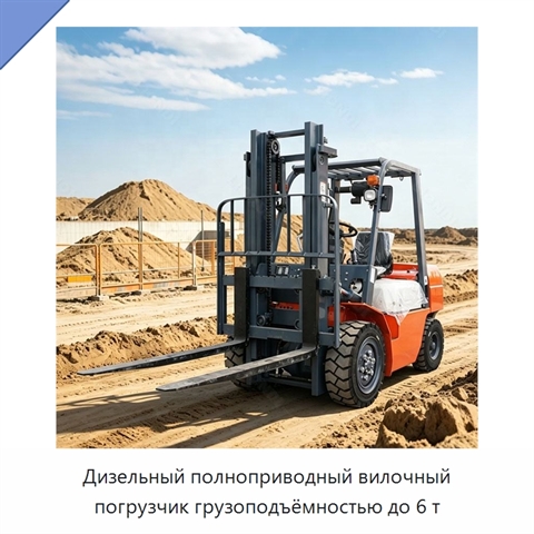 Дизельный полноприводный вилочный погрузчик грузоподъёмностью до 6 т