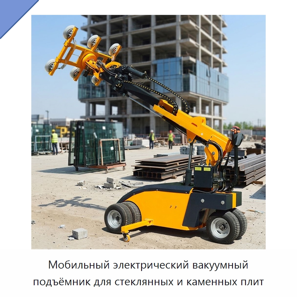 Мобильный электрический вакуумный подъёмник для стеклянных и каменных плит — Вакуумные грузозахваты