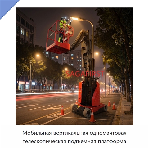 Мобильная вертикальная одномачтовая телескопическая подъемная платформа