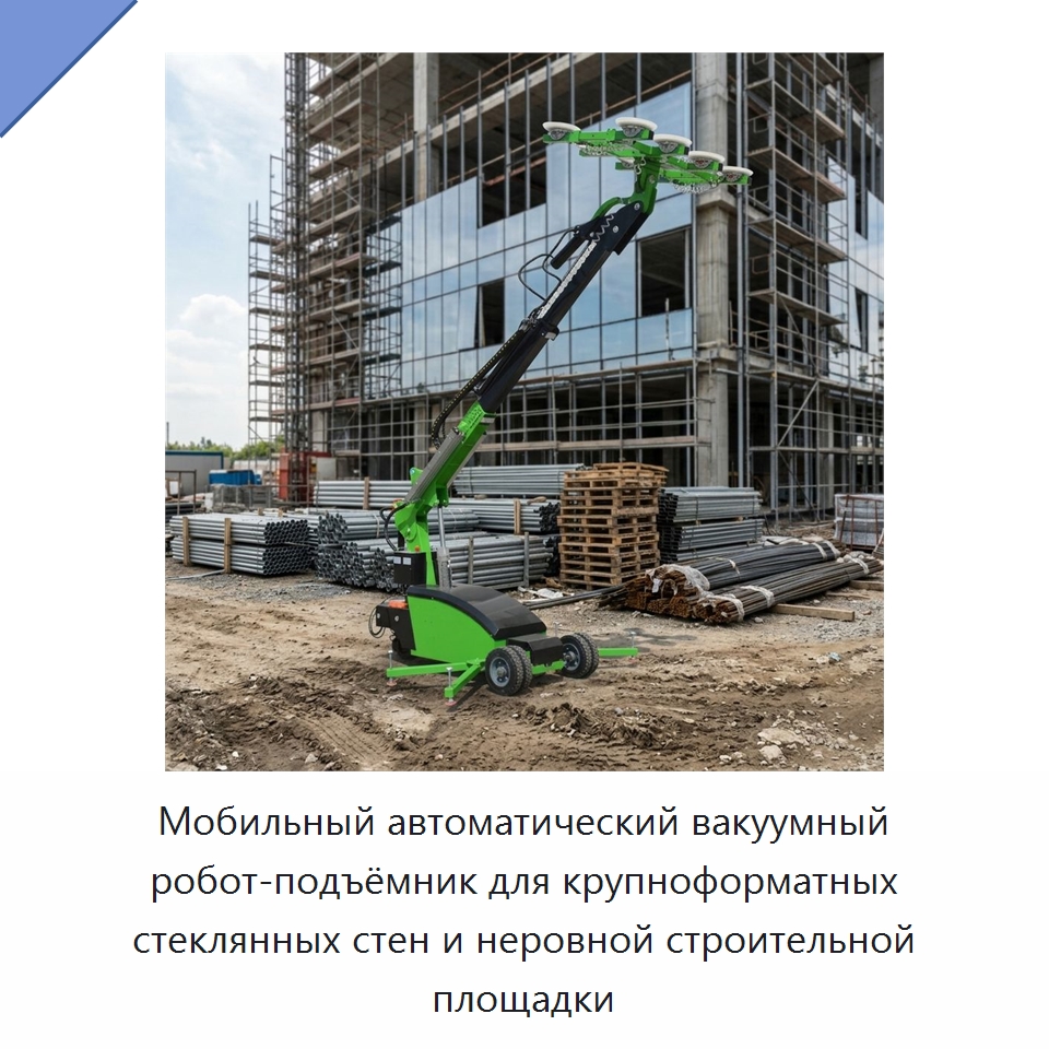 Мобильный автоматический вакуумный робот-подъёмник для крупноформатных стеклянных стен и неровной строительной площадки — Вакуумные грузозахваты