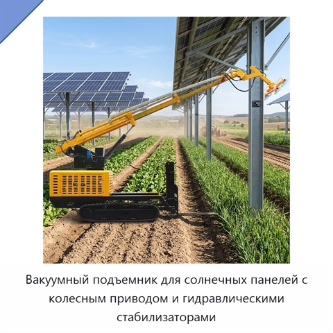 Вакуумный подъемник для солнечных панелей с колесным приводом и гидравлическими стабилизаторами