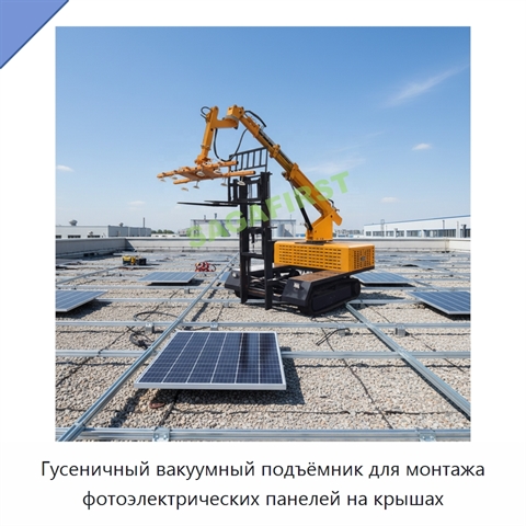 Гусеничный вакуумный подъёмник для монтажа фотоэлектрических панелей на крышах