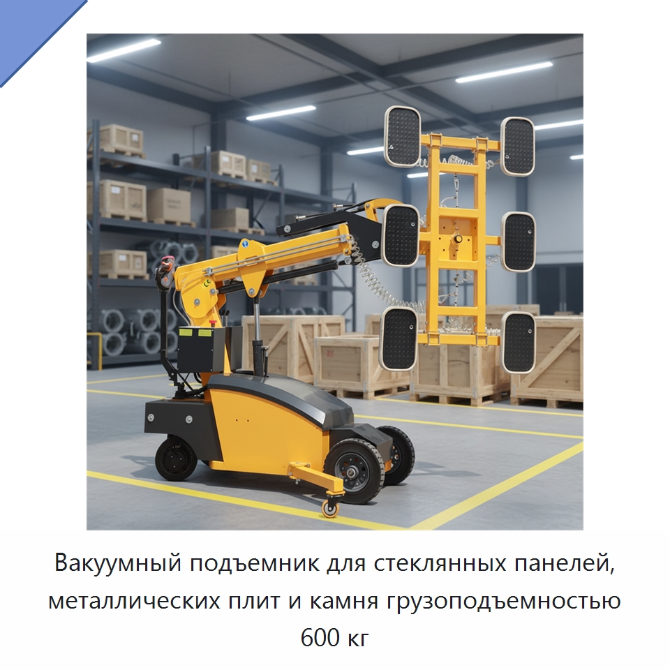 Вакуумный подъемник для стеклянных панелей, металлических плит и камня грузоподъемностью 600 кг — Вакуумные грузозахваты