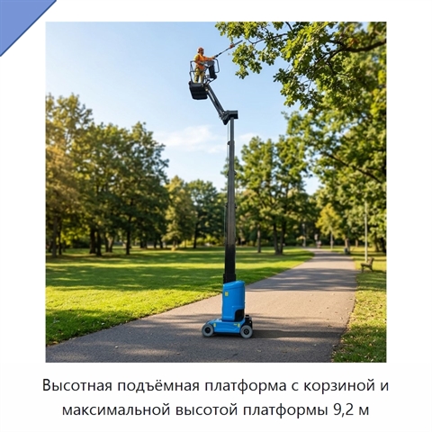 Высотная подъёмная платформа с корзиной и максимальной высотой платформы 9,2 м