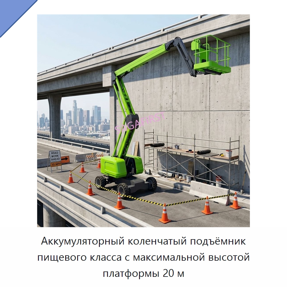 Аккумуляторный коленчатый подъёмник пищевого класса с максимальной высотой платформы 20 м — Подъемные столы
