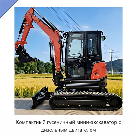 Компактный гусеничный мини-экскаватор с дизельным двигателем
