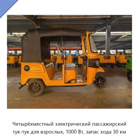 Четырёхместный электрический пассажирский тук-тук для взрослых, 1000 Вт, запас хода 30 км