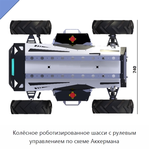 Колёсное роботизированное шасси с рулевым управлением по схеме Аккермана