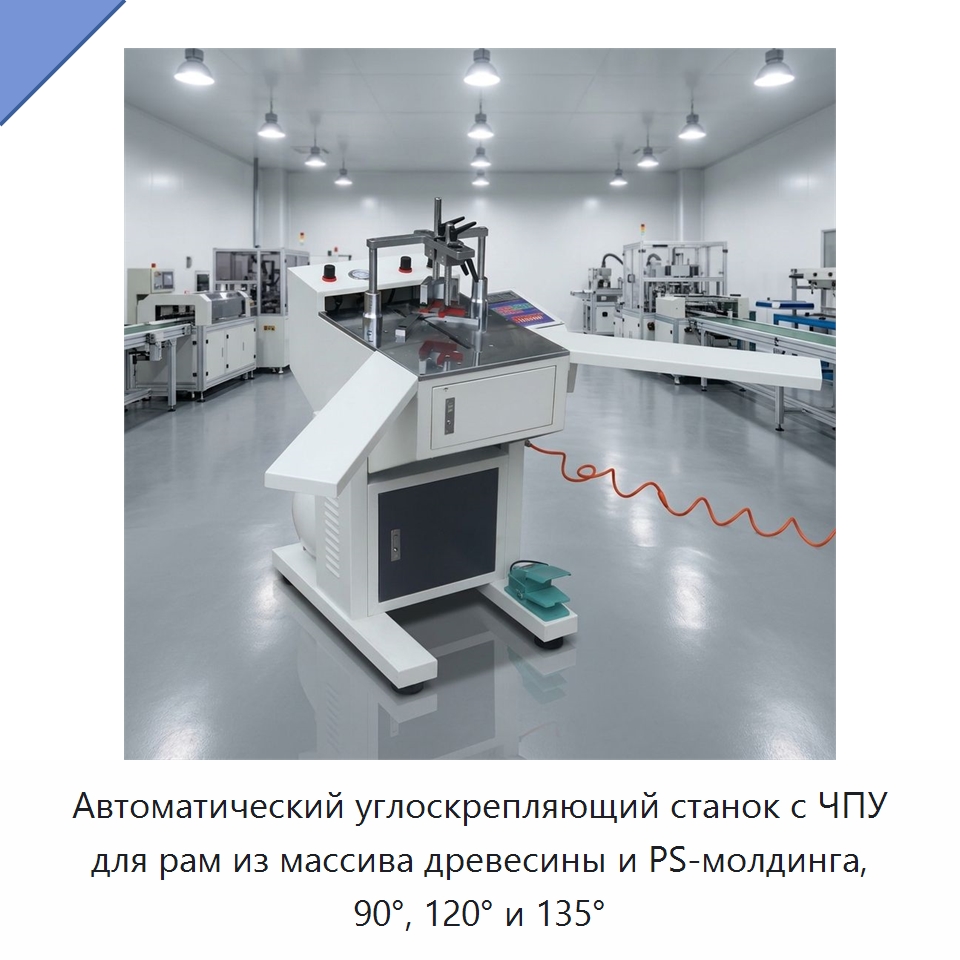 Автоматический углоскрепляющий станок с ЧПУ для рам из массива древесины и PS-молдинга, 90°, 120° и 135° — Деревообрабатывающее оборудование