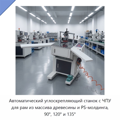 Автоматический углоскрепляющий станок с ЧПУ для рам из массива древесины и PS-молдинга, 90°, 120° и 135°