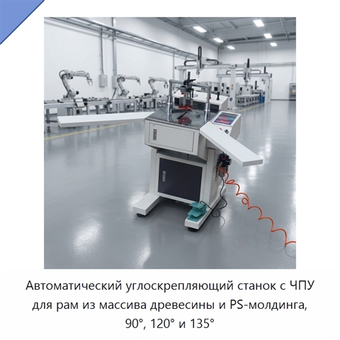 Автоматический углоскрепляющий станок с ЧПУ для рам из массива древесины и PS-молдинга, 90°, 120° и 135°