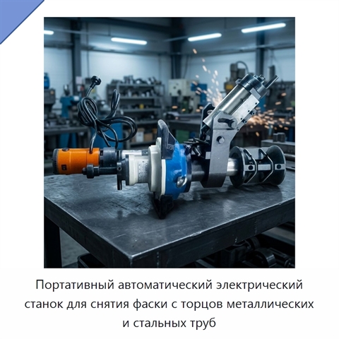 Портативный автоматический электрический станок для снятия фаски с торцов металлических и стальных труб