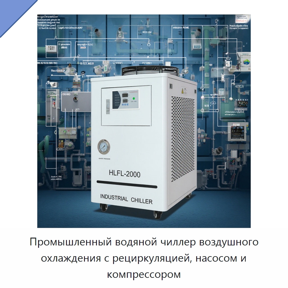Промышленный водяной чиллер воздушного охлаждения с рециркуляцией, насосом и компрессором — Охладительное оборудование