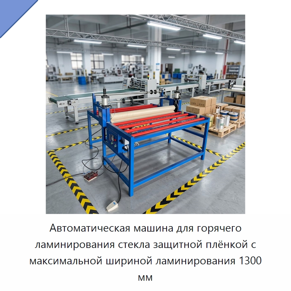 Автоматическая машина для горячего ламинирования стекла защитной плёнкой с максимальной шириной ламинирования 1300 мм — Ламинирующие машины