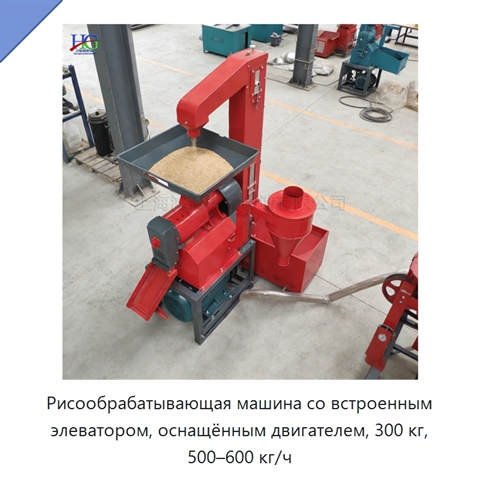 Рисообрабатывающая машина со встроенным элеватором, оснащённым двигателем, 300 кг, 500–600 кг/ч