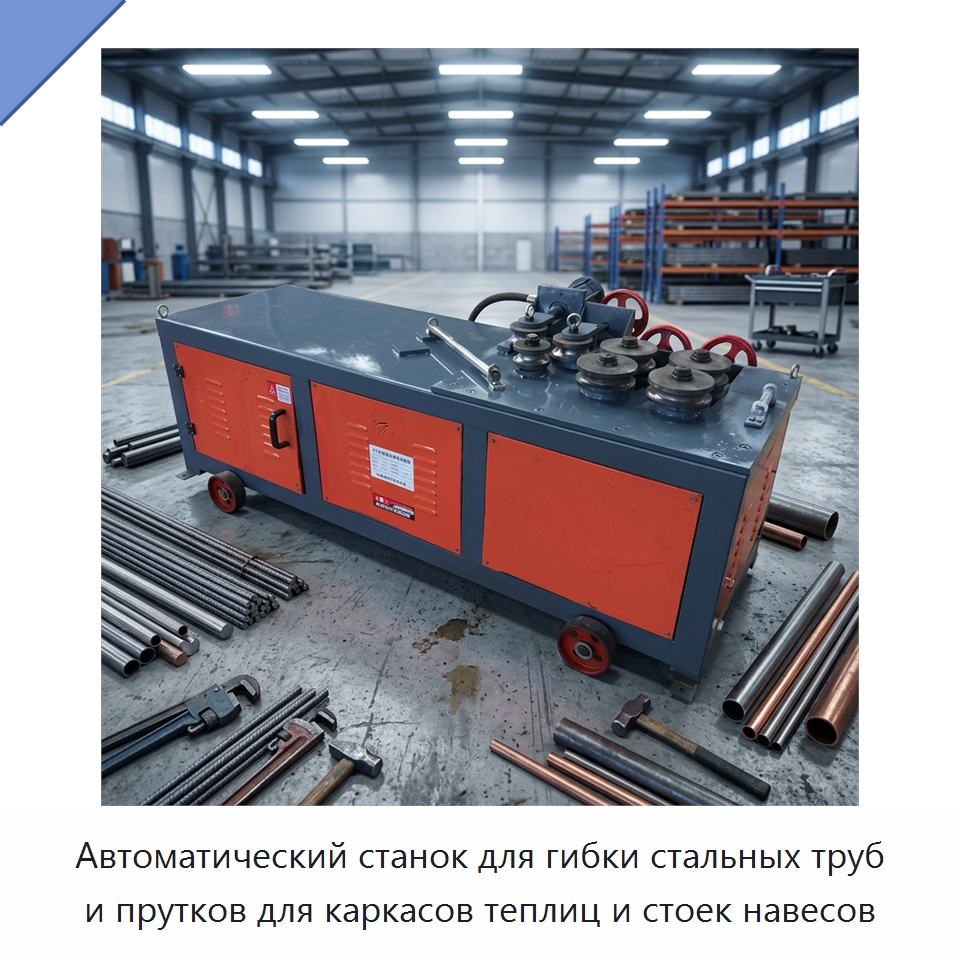 Автоматический станок для гибки стальных труб и прутков для каркасов теплиц и стоек навесов — Оборудование для металлообработки и металлургии