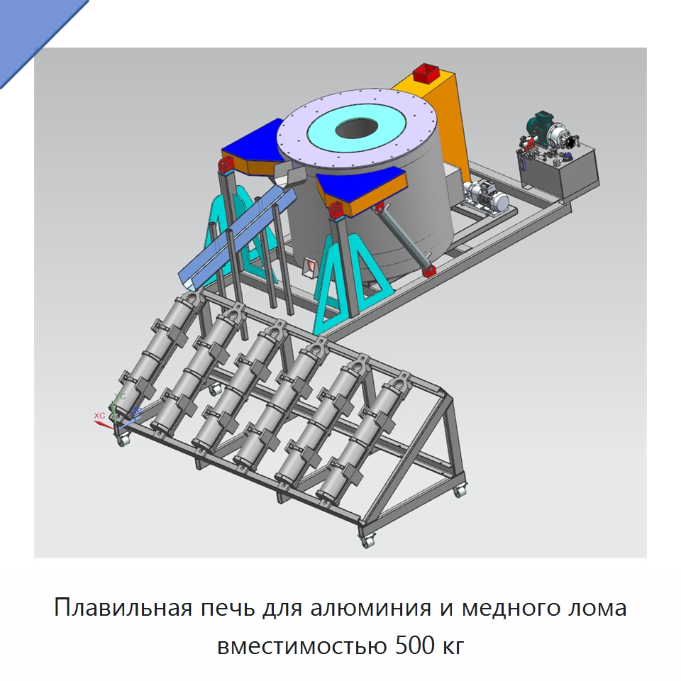 Плавильная печь для алюминия и медного лома вместимостью 500 кг — Промышленные печи