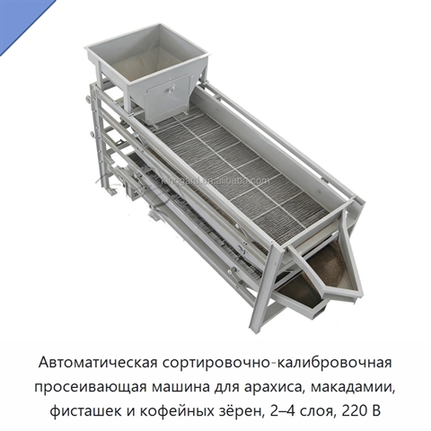 Автоматическая сортировочно-калибровочная просеивающая машина для арахиса, макадамии, фисташек и кофейных зёрен, 2–4 слоя, 220 В