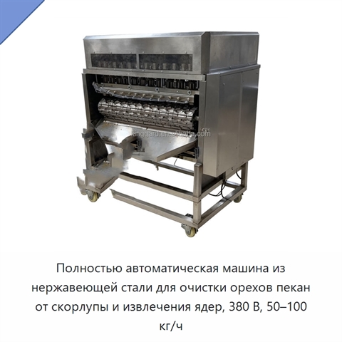 Полностью автоматическая машина из нержавеющей стали для очистки орехов пекан от скорлупы и извлечения ядер, 380 В, 50–100 кг/ч