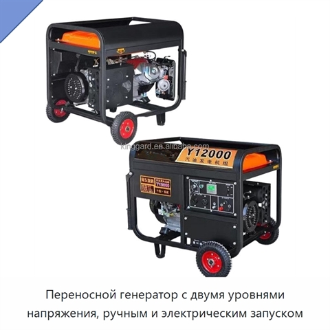 Переносной генератор с двумя уровнями напряжения, ручным и электрическим запуском