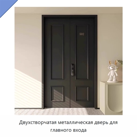 Двухстворчатая металлическая дверь для главного входа