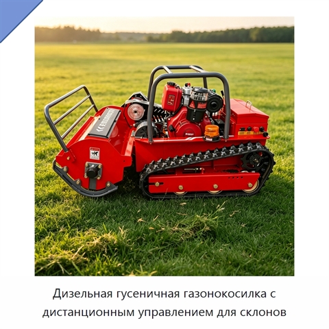 Дизельная гусеничная газонокосилка с дистанционным управлением для склонов
