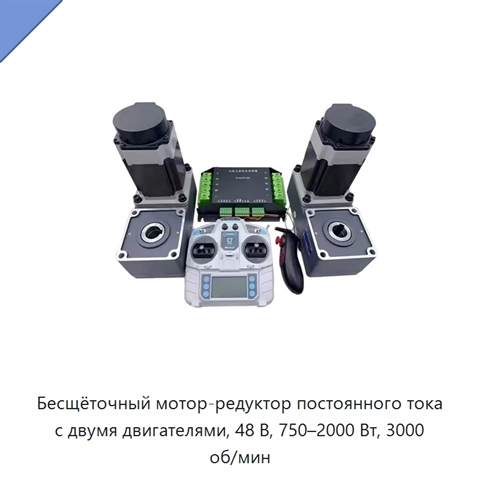 Бесщёточный мотор-редуктор постоянного тока с двумя двигателями, 48 В, 750–2000 Вт, 3000 об/мин