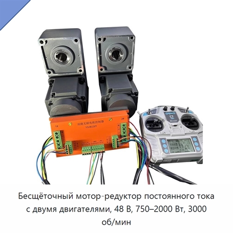 Бесщёточный мотор-редуктор постоянного тока с двумя двигателями, 48 В, 750–2000 Вт, 3000 об/мин