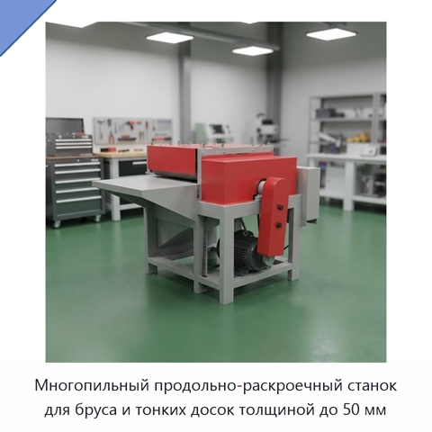 Многопильный продольно-раскроечный станок для бруса и тонких досок толщиной до 50 мм