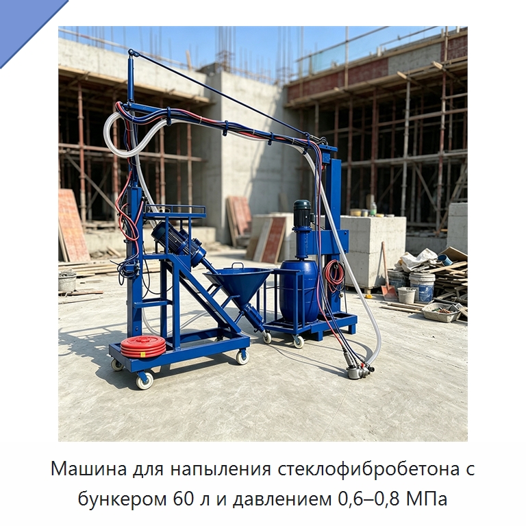 Машина для напыления стеклофибробетона с бункером 60 л и давлением 0,6–0,8 МПа — Штукатурные станции